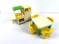 Little Tikes VTG Dollhouse Furniture Kitchen Table/Chairs/Fridge/Island/ USA