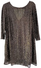 Worthington Women’s XL Gold Silver Sequin Dress Evening Cocktail Cruise Club