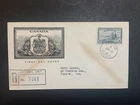 Canada 1946 Registered FDC 1st day cover 20-cent definitive Peace WW II ? Cachet