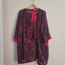 Vtg 1980's Victoria's Secret Gold Label Red Floral Robe One Size Top Med Read