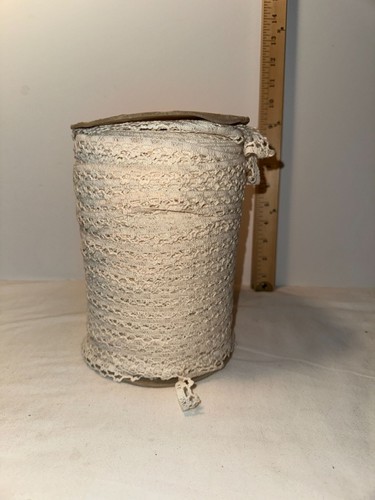Vintage Off-White Crochet Lace Trim Spool Decorative Craft Ribbon