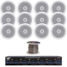 8" 2-Way 300W Speakers, 6-Channel Speaker Selector, Speaker Wiring Bundle