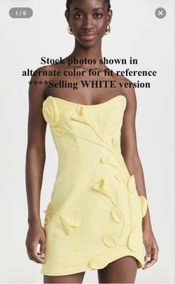 Zimmermann Matchmaker Rose Linen Mini Dress White Strapless Floral Appliqu  1