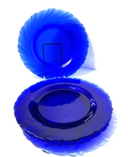 *Duralex Cobalt Blue Glass Plates 9 1/4" Set of 4