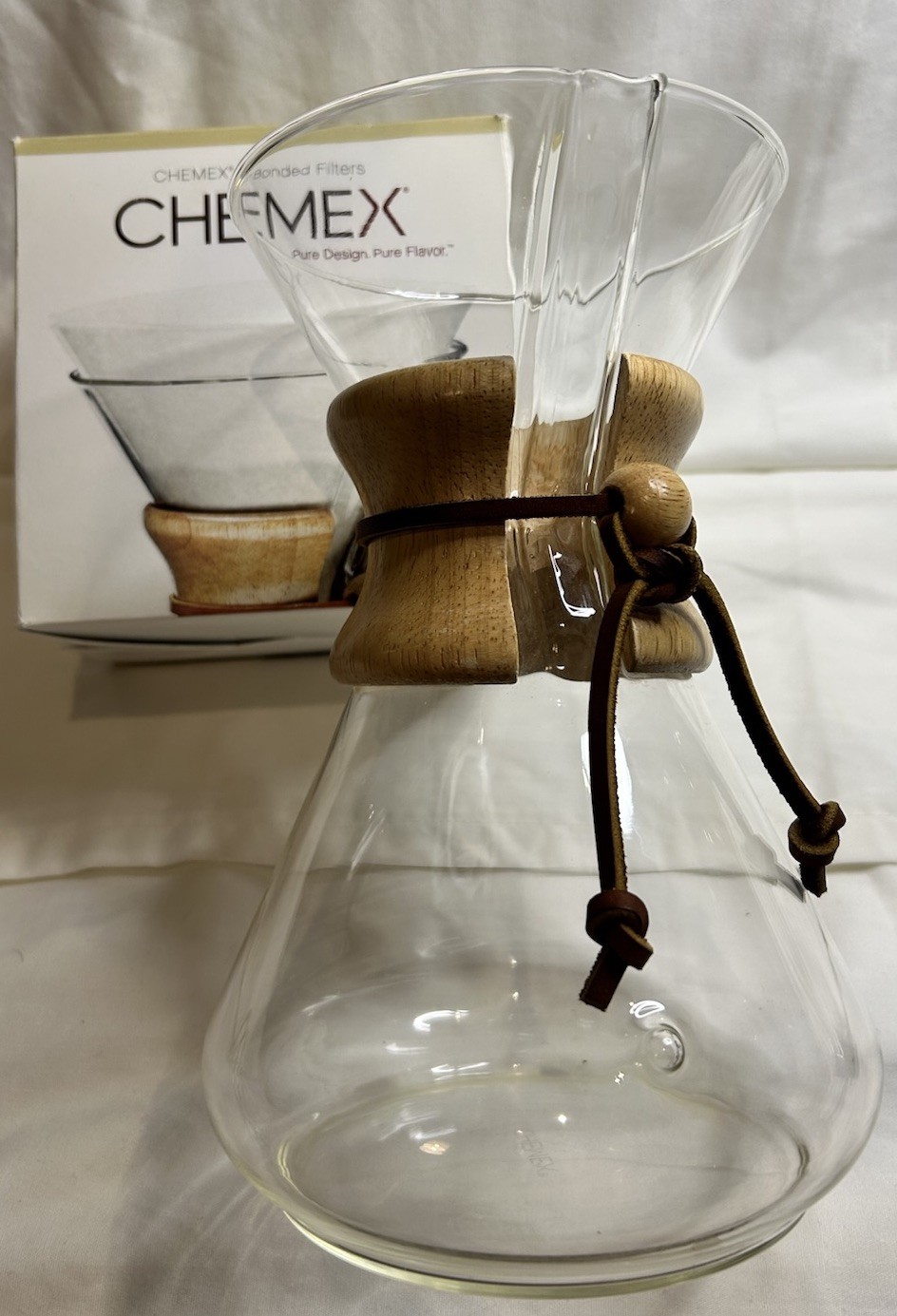 40 Oz Chemex By Pyrex Pour Over Glass Carafe With Natural Wood Collar