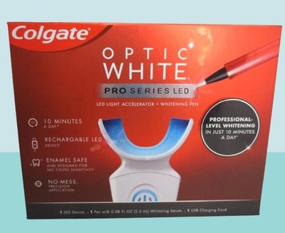 COLGATE OPTIC WHITE PRO SERIES LED DEVICE LIGHT TEETH WHITENING SET NWB EXP:2027