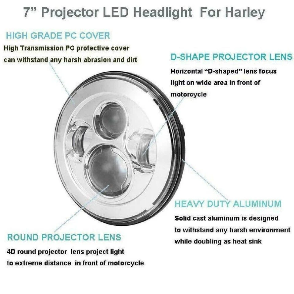 Pair For Austin Mini Cooper Classic 7"Inch Round LED Headlights High Low Beam - image 2 of 4