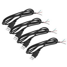 Micro USB Male to 4Pin Bare Wire 28AWG 39", 4Pcs Open End Pigtail Power Cable