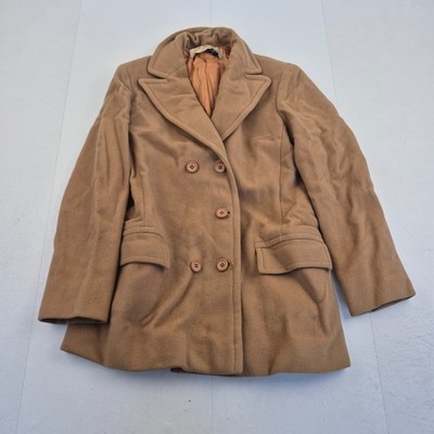 JAEGER Vintage Coat 10 Brown Womens Button Collared Wool Pockets Jacket