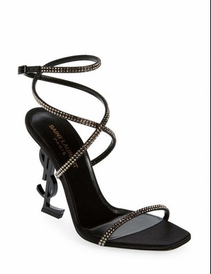 Saint Laurent Opyum Heel Ancle Strap Black  $2000 Brand New with Box Authentic