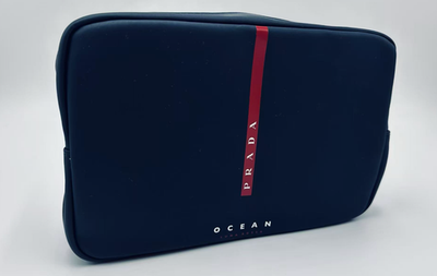 NEW PRADA Luna Rossa Ocean Men Navy Black Faux Leather Travel
