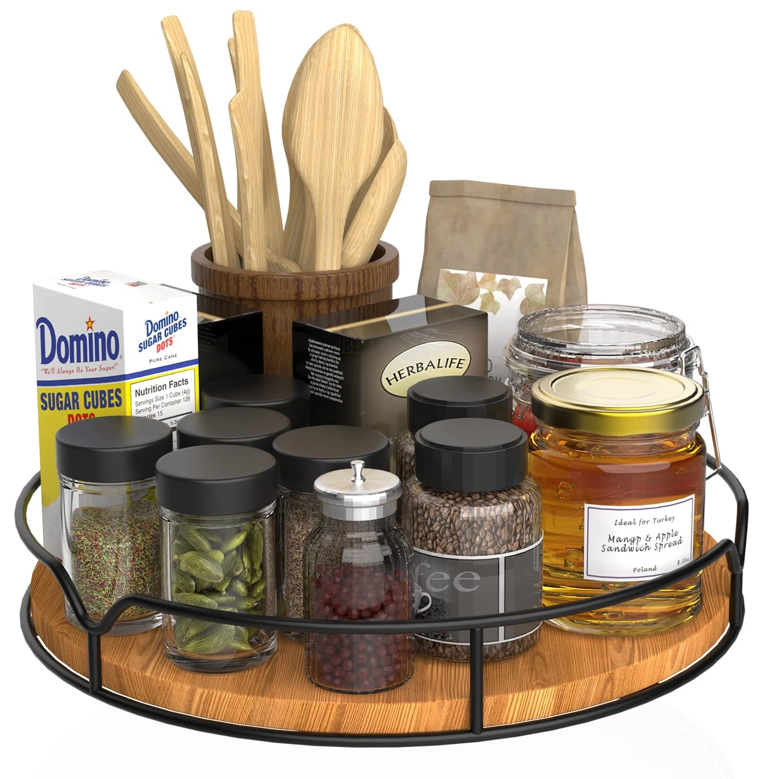 Lazy Susan Turntable Organizer with Anti-Slip Mat for Cabinet Pantry Kitchen ...