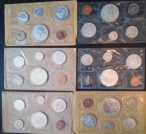Lot of 6 - Canadian Silver Mint Sets 1961, 1963 x 2, 1964, 1965, 1967.