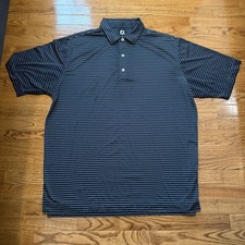 FootJoy Polo Shirt Mens 2XL Blue Striped Golf Performance Stretch Short Sleeve