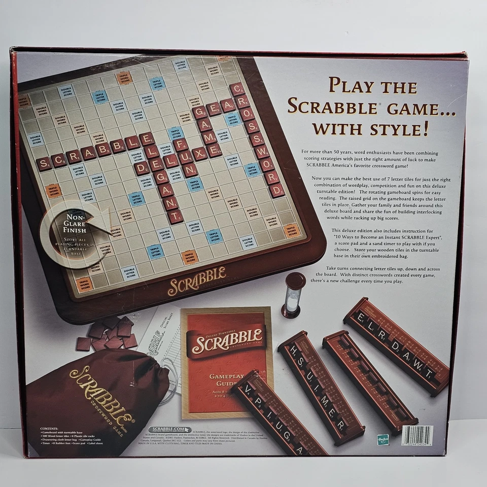 Deluxe Turntable Scrabble Crossword Game Hasbro 2001 Edition No Score Pad - Image 2 of 4