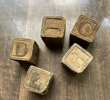 Lot of 5 Vintage Wooden Alphabet Letter Blocks A C D G I J L M P