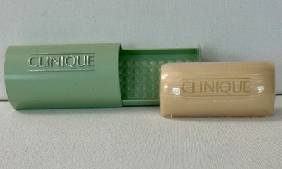 Clinique Mild Facial Soap Cleanser Bar Green Holder Dish Case 1.5oz
