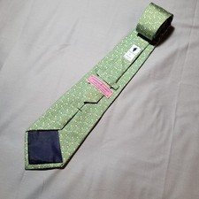 Vineyard Vines Green Silk Tie Men's Football Uprights Pattern Hand Made USA...