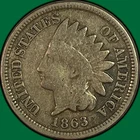 1863 Indian Head Cent Fine F Coin #41585