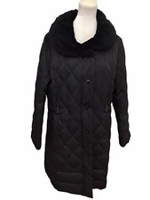 Gallery Faux Fur Collar Feather & Down Black Coat Size 1xl Fit 18-20 Pristine