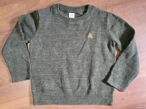 Baby Gap Sweater Size 4 Toddler Green Crew Neck Long Sleeve Teddy Bear Holiday