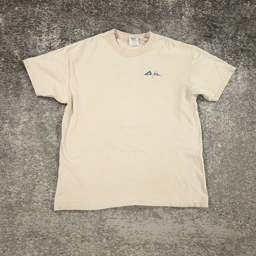 Vintage Mexico Shirt Mens XL Beige Crew Neck Veracruz Yachting Art Tee Logo Y2K - Picture 3 of 13
