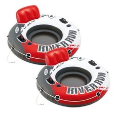 Intex River Run I Inflatable Water Floating Tubes - Fire Red Edition 2-Pack