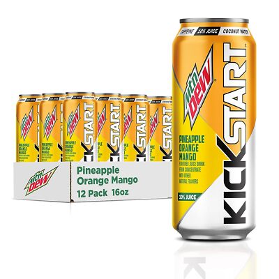 (12 Pack) Mountain Dew Kickstart with Vitamins, Pineapple Orange Mango, 16 Fl Oz
