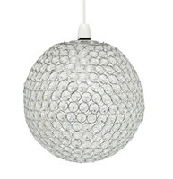 Pacific Lighting Large Round Chrome Ring Pendant With Clear Beads Pacific Lighting Large Round Chrome Ring Pendant With Clear Beads