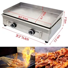 Commercial Kitchen Countertop Flat Griddle Grill Natural Gas Stainless Steel