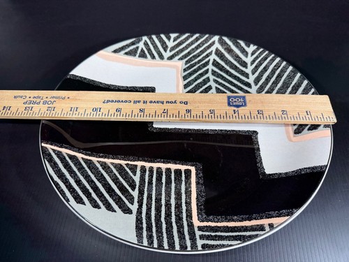 Eine Vintage Larry Laslo Dimension schwarz 12,5" x 11" ovale Servierplatte - Bild 2 von 5