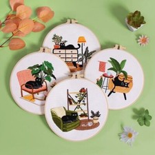 Cute Embroidery Starter Kit for Beginners Cross Stitch Stamped DIY Decor Craft