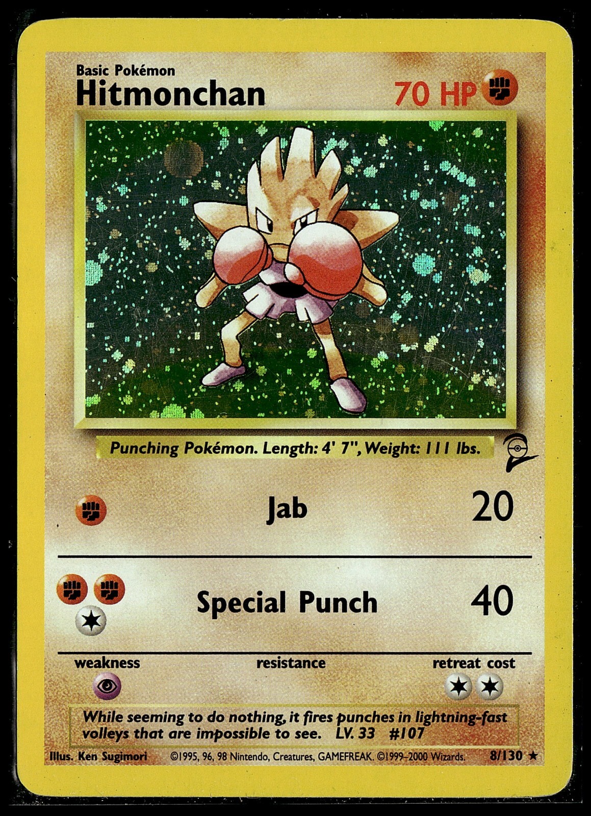 Hitmonchan 008/130 Base Set 2 Holo