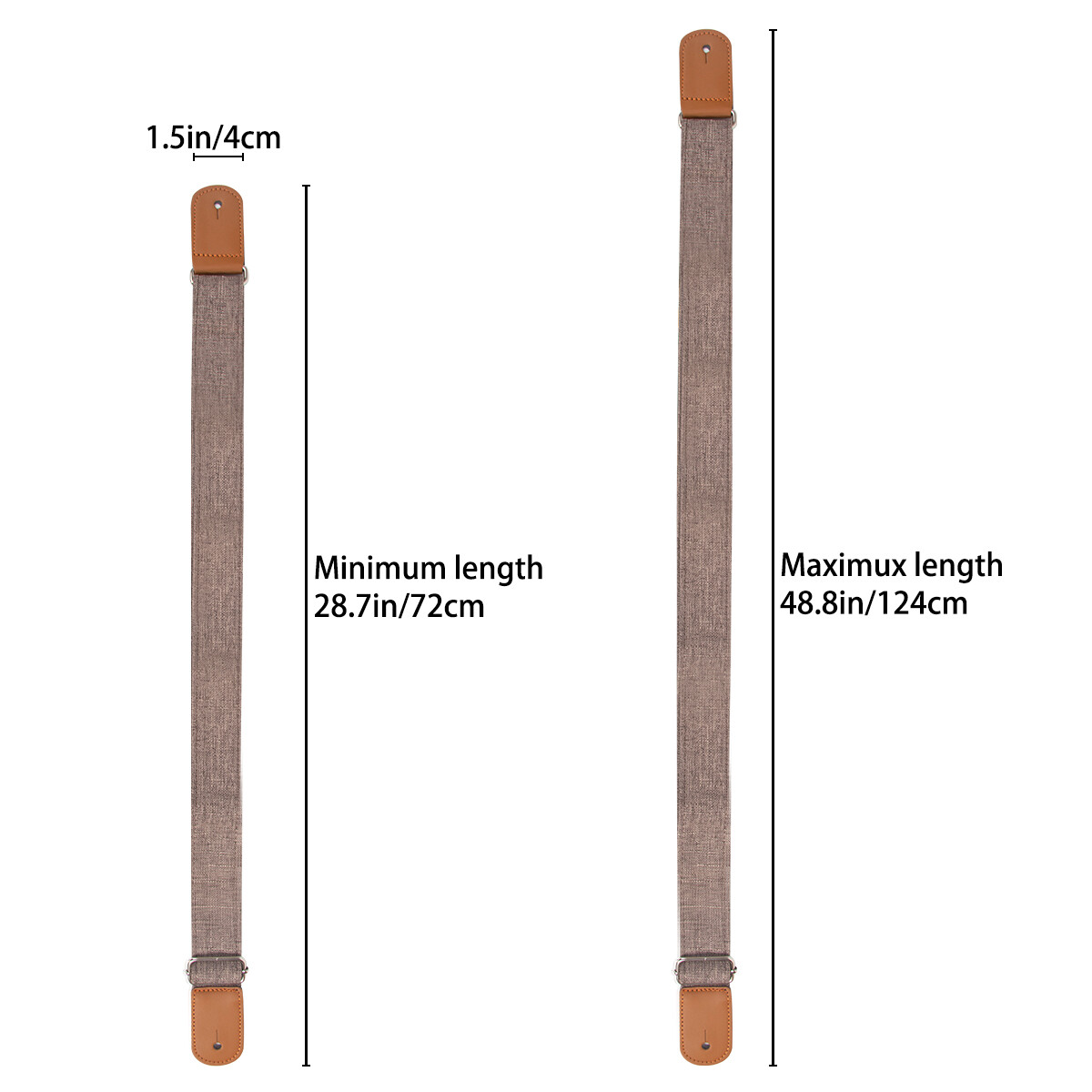 Ukulele Strap Leather Straps Adjustable Length Light Brown W/Strap