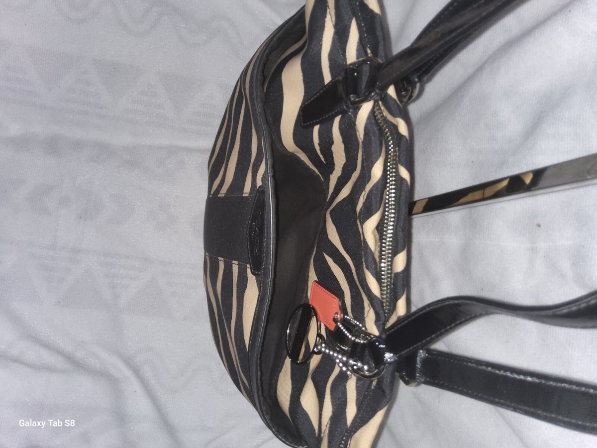 Coach Zebra Medium Black White Tote Canvas and Patent Leather