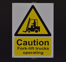 Image of CAUTION FORK LIFT TRUCKS OPERATING A3 dibond sign warehouse factory unit hazard