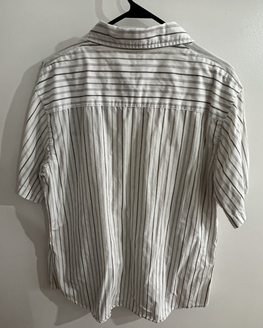 Machine Graphic button up Shirt, Mens Large, white, with