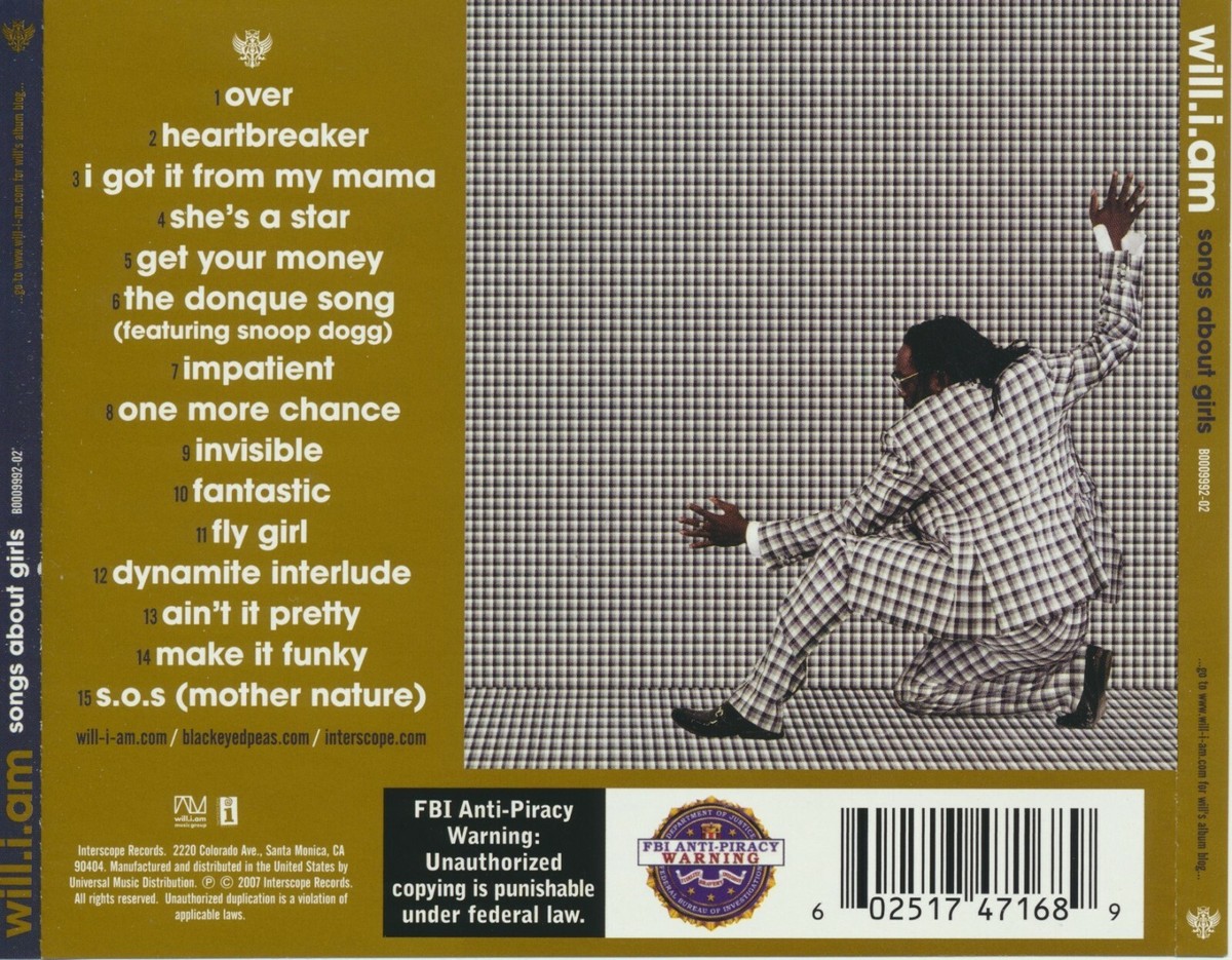 Songs About Girls [PA] by (CD, 2007, Interscope) Used