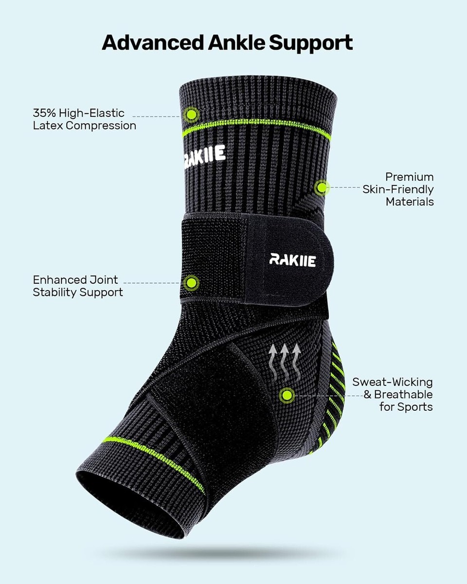 Rakiie Ankle Stabilizer Brace For Men & Women - Upgraded Support For Sprains, Achilles Tendonitis, Sports & Recovery