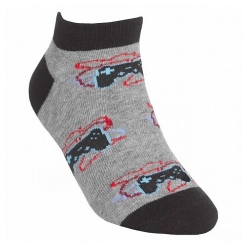 Boys Fancy Gaming Design Trainer Liner Socks Soft Assorted Designs 3 Pair Pack - Picture 4 of 5
