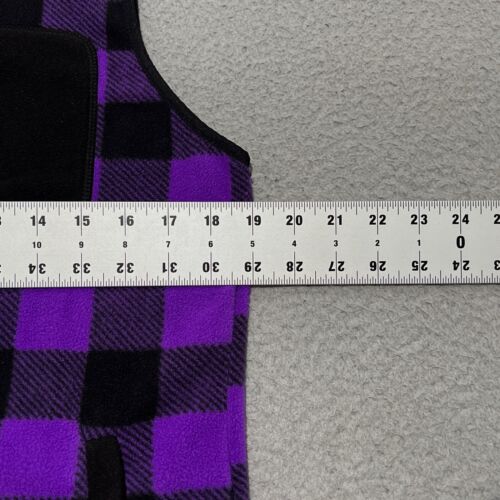 Chaps Sport Vest Womens Medium Purple Black Check Fleece Full Zip Mock Neck - Picture 6 of 7