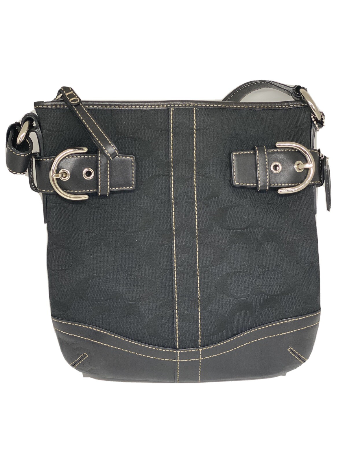 COACH Black Canvas Hobo Bag Gem