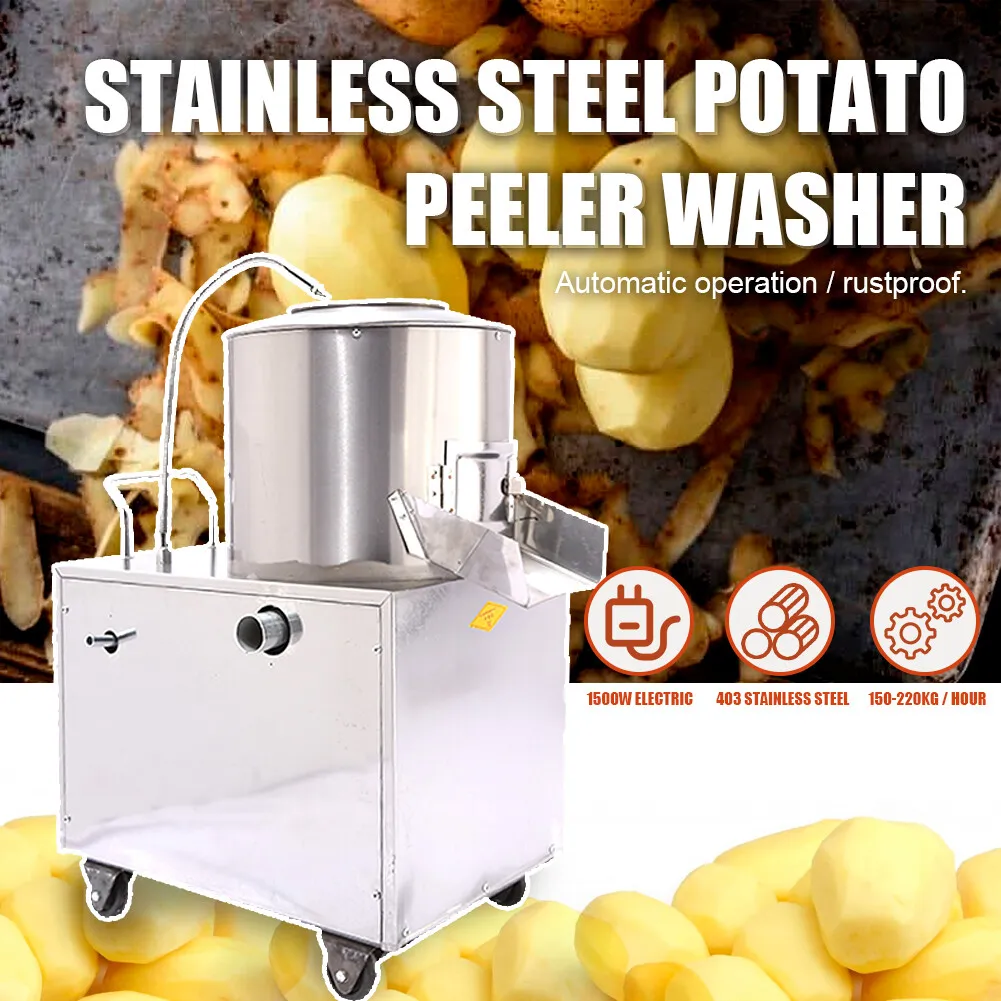 220KG / H Potato Washer 1500W Electric Potato Peeler Commercial