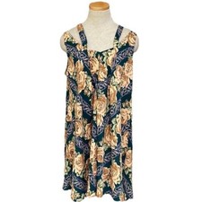 Umgee Dress Women's Small Green Brown Tan Floral Cold Shoulder Boho Festival