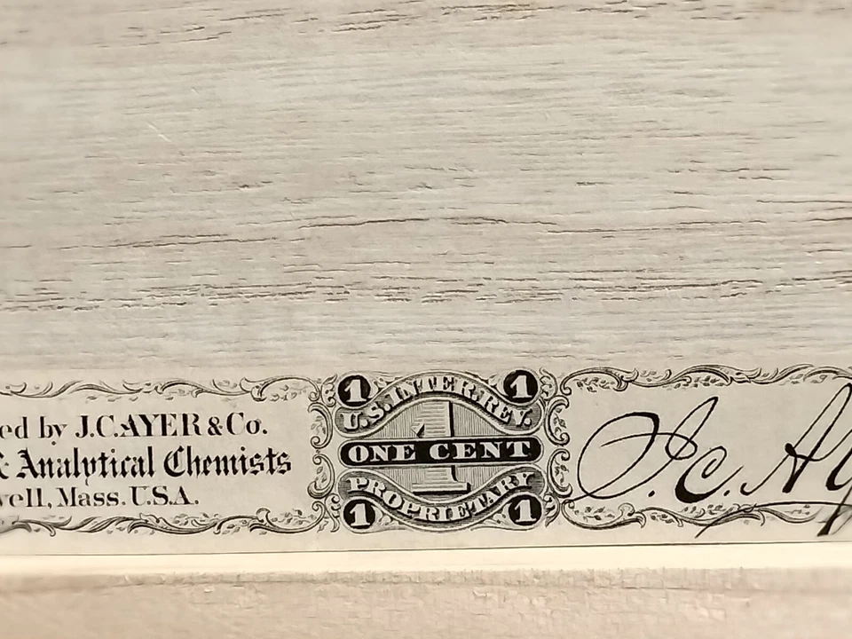 1c Sello negro JC Ayers & Co. Imperf Scott # RS4i marcado con agua Foto 3 de 4