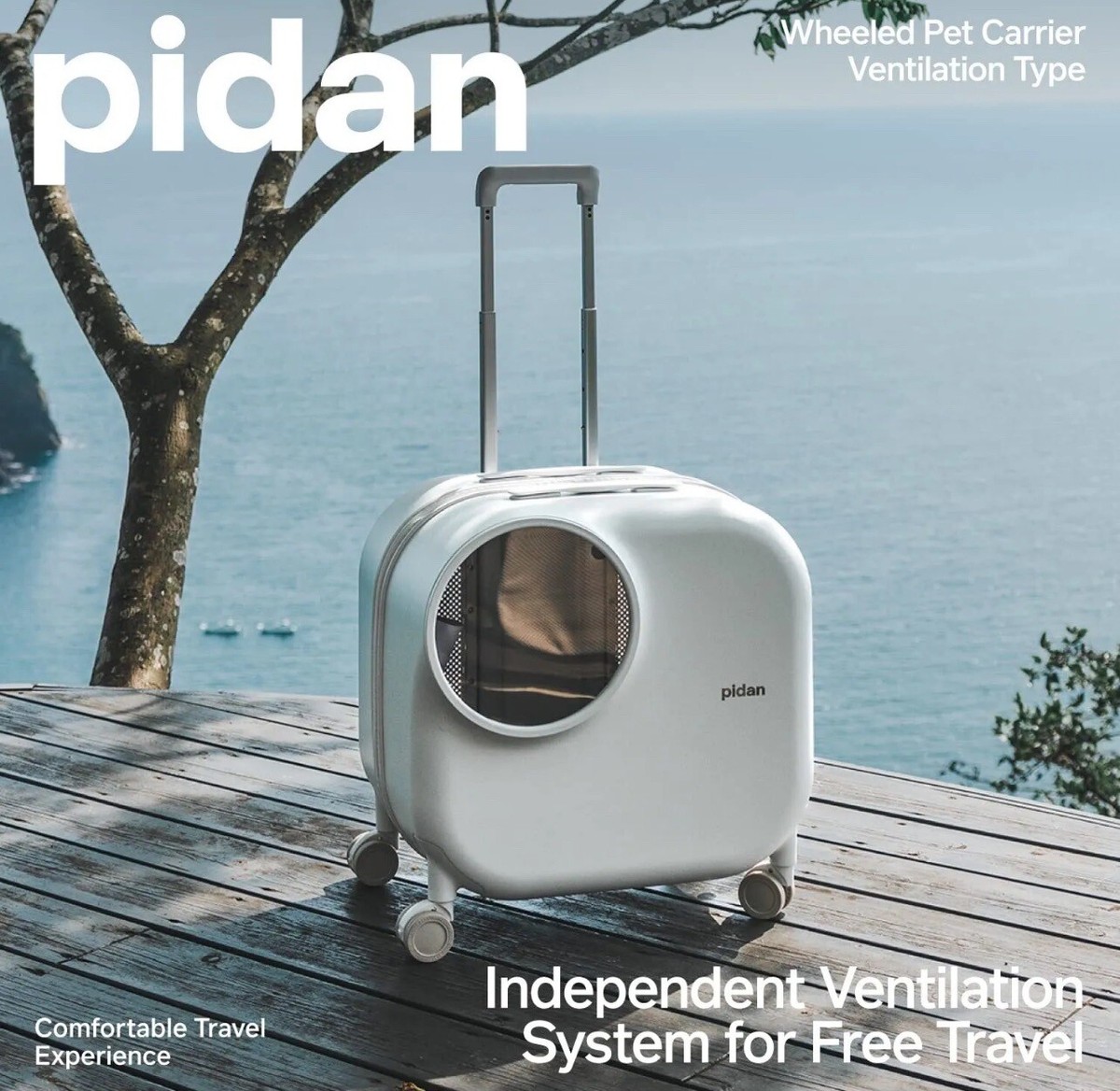PIDAN Pet Portable Wheeled Carrier Box Travel Dog Cat Backpack