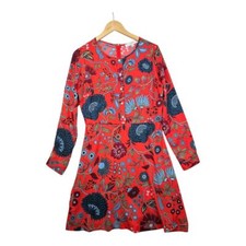 Ann Taylor LOFT Opetite Red Floral Dress size 8 Orange/Multicolor
