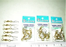 4 PACKAGES of LAKER SIZE 1  BARREL SWIVEL with STAINLESS COASTLOCK SNAP  24 pcs.