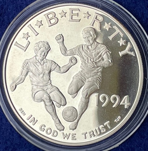 1994-S $1 90% Silver Proof World Soccer D-CAM w/flashy fields & frosty devices! - Picture 2 of 7