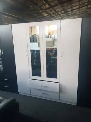 New 4 Door Wardrobe With Mirror Free Delivery Wardrobes